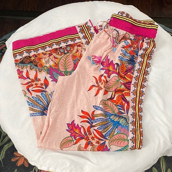 LAST CHANCE! Rachel Zoe Multicolor Tropical Wide Leg Pants - Picture 6 of 13